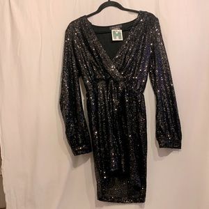 New black, honey, punch, black sequin dress
